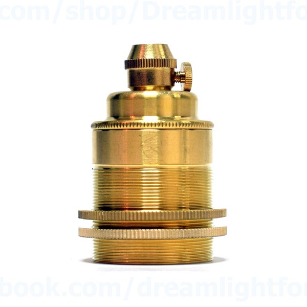 Brass Threaded Lamp Socket Shade Ready E26 E27 Brass Light Bulb Socket Golden Vintage Lamp Holder Lamp Parts for DIY lighting Pendant light