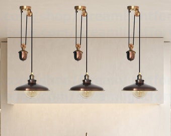 Counterweight light Brass Rise and fall pendant light Pulley pendant light Weighted pendant lights Counter weight Pull down light Pulley