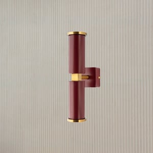 Burgundy tubular double sconce spotlight lamp Double spotlight Red wine wall lamp Tubular wall light fixture Projector wall mount spotlight