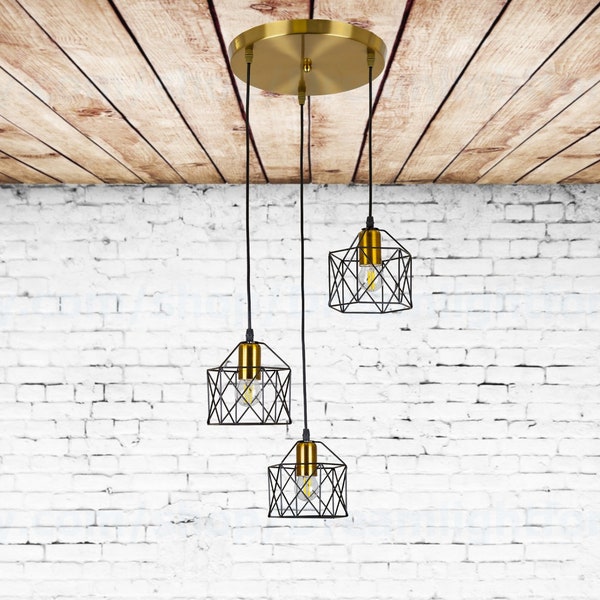Zwart &bronzen kooi cluster hanglamp voor kookeiland verlichting Kooi Hanglampen voor kookeiland Сage cluster hanglampen