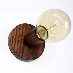 Dark wood Wall Sconce / Flush mount Ceiling light fixture Bathroom vanity light Ceiling sconce Wooden wall sconce Plug in wall sconce