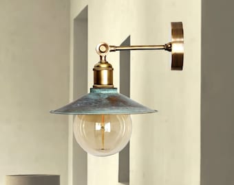 Green patina Brass Sconce Brass light fixture Green Sconce Light Fixture Rustic sconce Brass Wall Sconce Brass Outdoor Light Porch sconce
