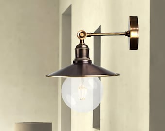Brown patina Brass Wall Light Brass Light Fixture Brown Sconce Light Fixture Porch sconce Rustic sconce Brass Wall Sconce Brass Outdoor Lamp