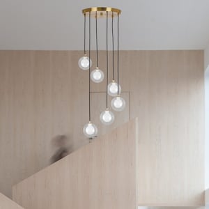 6 Globes Cluster pendant light Staircase Chandelier lighting Hallway Chandelier Stairwell lighting Cascading Chandelier Stairwell Chandelier