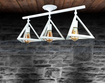 Triple Pyramid Semi Flush Mount Ceiling Light, Kitchen Island Lighting