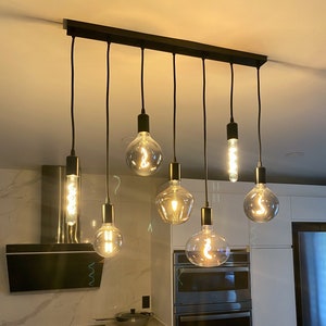 Multi light linear ceiling pendant light 3 5 7 Light Ceiling bar light Pendant 7 bulb pendant lighting Kitchen island cluster pendant lights