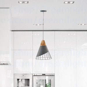Gray cage pendant lights for kitchen island lighting Grey Pendant light fixture Minimalist Kitchen pendant lighting chandelier Pendant lamp