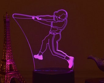 Baseball player 3D Night Lamp Baseball gift Illusion light MLB Night Light Desk Lamp Children Lamp Acrylic Lamp Baseball decor Gift for Him