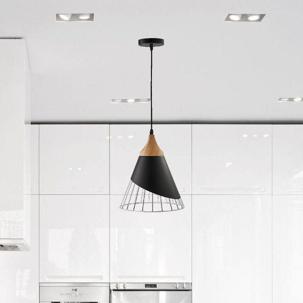 Suspensions cage noire pour éclairage d'îlot de cuisine Luminaire suspendu Éclairage suspendu de cuisine Lustre minimaliste Suspensions