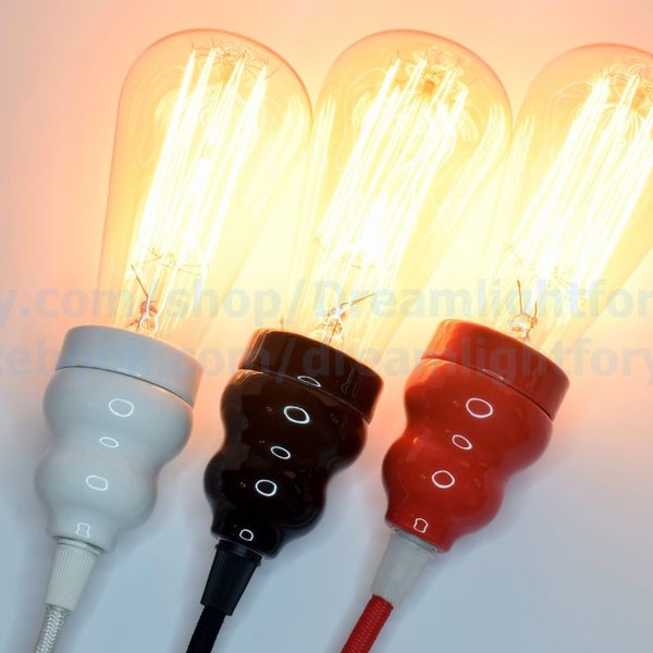 Porcelain Light Socket Ceramic socket Pendant lamp parts Ceramic Lamp holder Bulb socket Lamp socket Medium Base Socket E26 E27 Bulb holder
