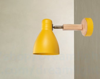 Lámpara de pared amarilla, lámpara de pared para baño, lámpara de pared de madera, lámpara de pared, lámpara de pared, lámpara de pared vintage, lámpara moderna amarilla, luz de tocador