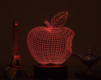 Apple 3D Night Lamp Illusion light LED Night Light Mac Desk Lamp Children Lamp Acrylic Lamp Bedside lamp Kids lamp Apple gift