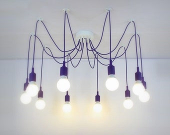 Purple spider chandelier 2-15 Pendant light Spider light Violet light fixture Industrial Chandelier pendant lighting Spider pendant light