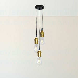 Cluster pendant light Bare bulb pendant lights brass lamp socket 3-pendants light Cluster pendant chandelier Kitchen island bespoke lighting