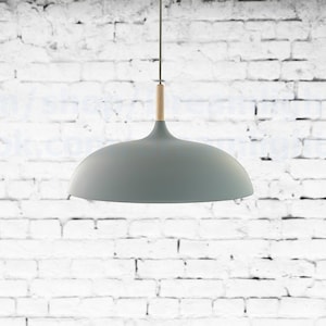 Gray dome shade pendant lighting Gray big shade pendant light fixture Kitchen island light Dining table Wooden Pendant chandelier lighting