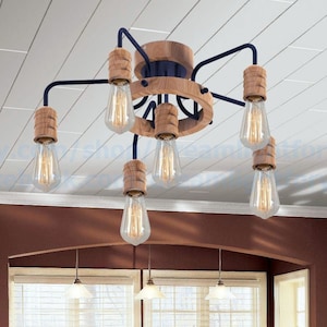 Wooden farmhouse lighting Dining light Rustic Pendant light Ceiling light Kitchen flush fixture Chandelier pendant lighting Kitchen lighting