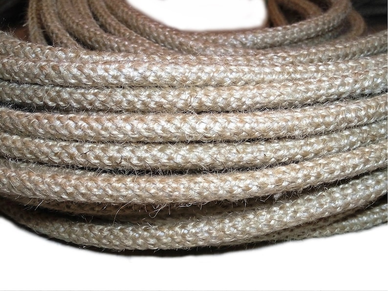 From 3ft Jute Textile cable Cloth cord Fabric Covered Wire 2x0.5 20/2 AWG Cloth wire Cloth cord Color cord Electrical cord Fabric cable image 7