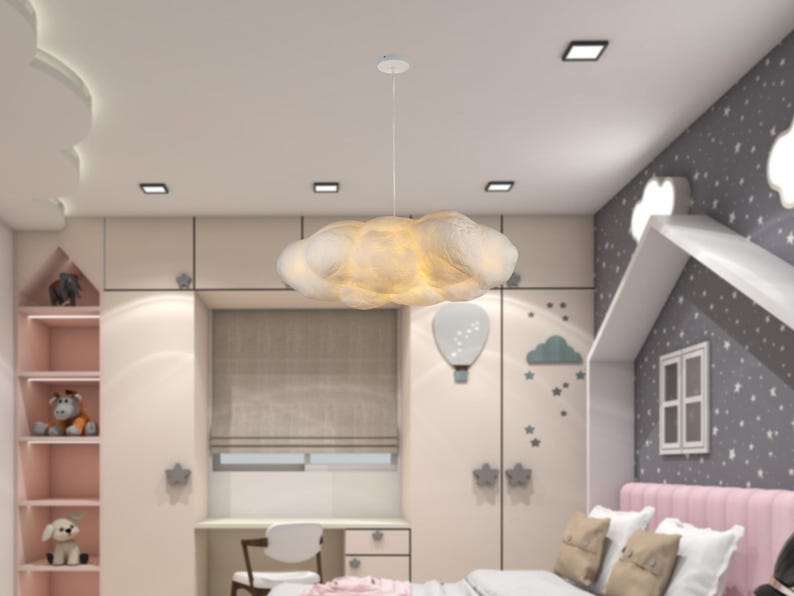 Nursery Cloud Ceiling Light Baby Room Pendant Lamp Kids Bedroom Chandelier Cloud Shaped Lighting for Children Nursery Pendant Lighting image 10