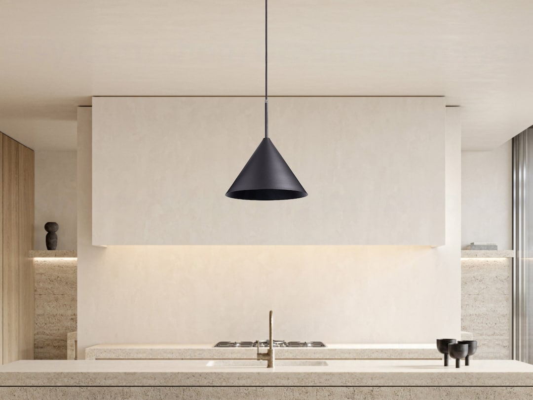 Cone Shade Black Pendant Light for Kitchen Island Lighting Black ...