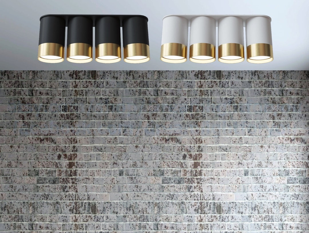 White Black Spotlight Ceiling Mount Four Head Downlight Etsy