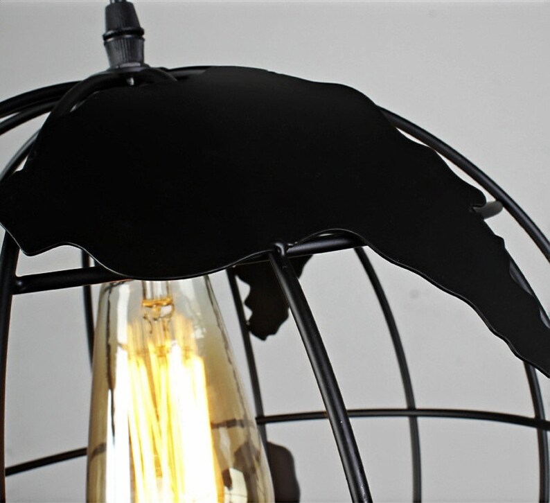 Iron cage Globe Pendant Light Fixture Modern Lighting Etsy