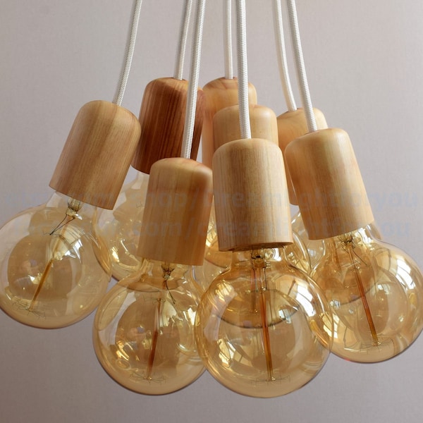 Wooden custom cluster 3-15 Light Dine Table Light Multi pendant light Dining Chandelier Farmhouse light pendant lighting Minimalist light