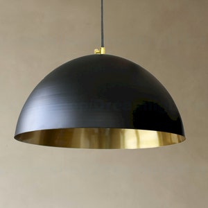 Big Dome Brass Pendant Light for Dining Table Green Patina Pendant ...