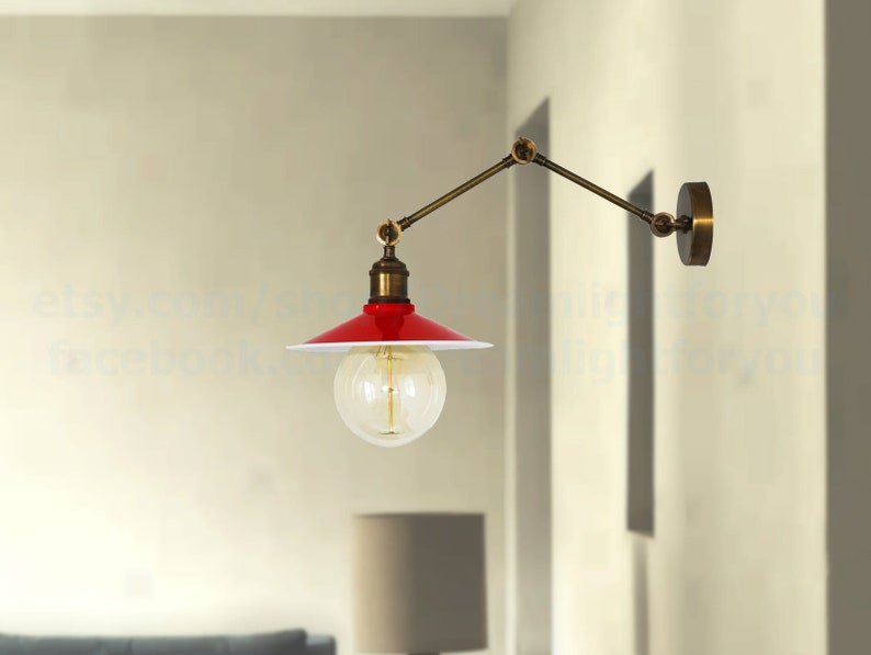 Red Wall sconce Brass swing arm lights hall Wall lights vintage copper Corridor Wall Sconce Vintage wall lights Hallway Retro sconce light