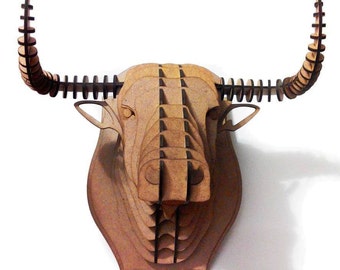 Wooden Bull Head Cardboard Animal head Toros head 3D Puzzle Animal head MDF Buffalo head Hunting trophy Toro de lidia Men cave Fighting Bull