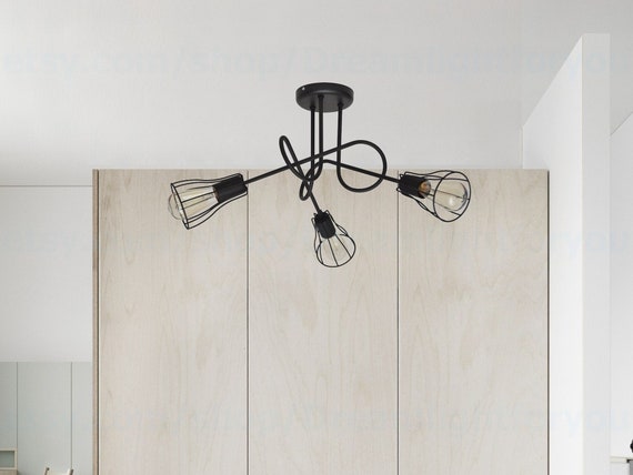 Lampe à suspension Karo, lampe à suspension rétro en métal doré et abat