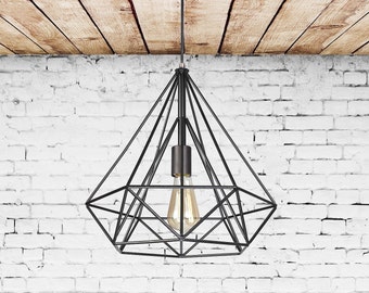 Industrial lighting Pendant Light Industrial Chandelier Diamond Cage Pendant lighting Chandelier lighting Minimalist light fixture Kitchen