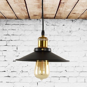 Suspension industrielle avec abat-jour conique Luminaire de style industriel Luminaire industriel vintage Lustre en acier pour bar Man cave Luminaire rétro