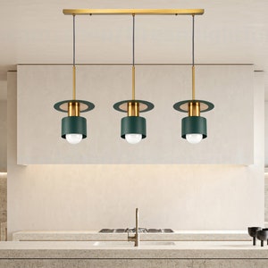 Wine Red Linear 3 Way Pendant Light for Kitchen Island 3 Lamp Pendant ...