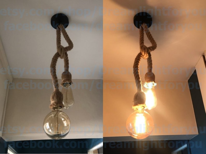 Double head Jute rope Pendant light Manila rope lamp Hemp rope Etsy