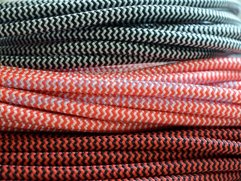 Câble textile 1-50 mètres 3-166 pieds Fil recouvert de tissu Cordon en tissu de rayonne Cordon en tissu Fil recouvert de tissu 2 x 0,5 20/2 AWG Câble d'éclairage image 4