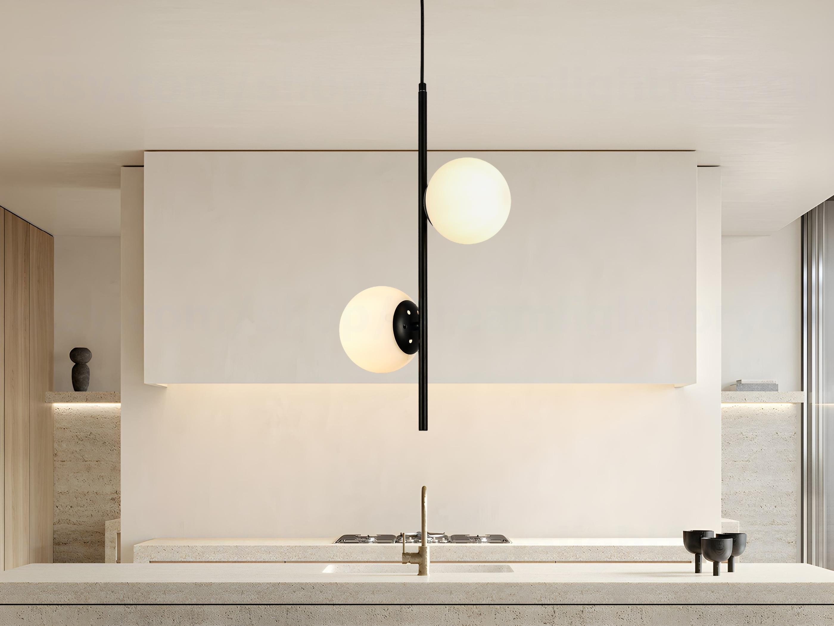 Modern 2-globe Glass Pendant Light With Black Base – Elegant Contemporary  Hanging Fixture, Globe Pendant Lighting for Kitchen \u0026 Living - Etsy Israel, image size:2800x2100