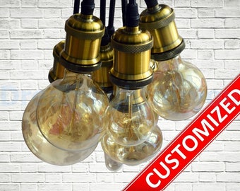 Pendant Light Chandelier 3-12 Cluster any colors Textile cable Industrial Chandelier Industrial Lighting Rustic lighting Modern Lighting