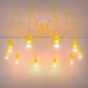 Yellow Spider chandelier 2-15 lights pendant light Octopus chandelier Kids lighting Spider light Kids chandelier lighting Nursery lighting