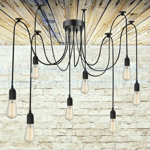 Vintage Industrial 8 Pendants Spider Chandelier Pendant Light Vintage Industrial 8 Pendants Spider, Spider Light Fixture