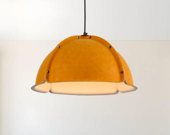 Orange Felt Pendant Light – Modern Dome Shade Ceiling Lamp, Handmade Kitchen Lighting Fixture, Dining Room Hanging Chandelier