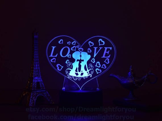 TEDDY BEAR LOVE 3D Acrylic LED 16 Color Night Light Chargeable Touch