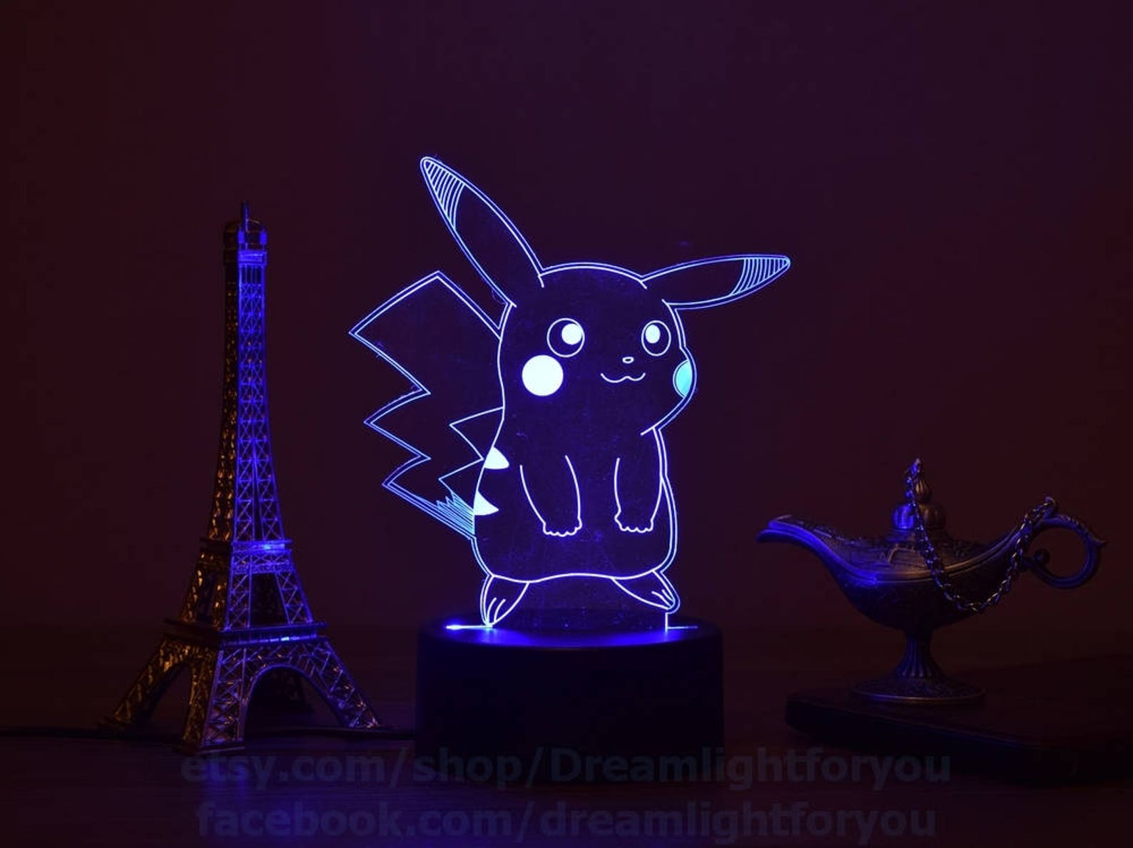 Pikachu 3D Night Light Illusion light LED Night Lamp Pokemon Etsy
