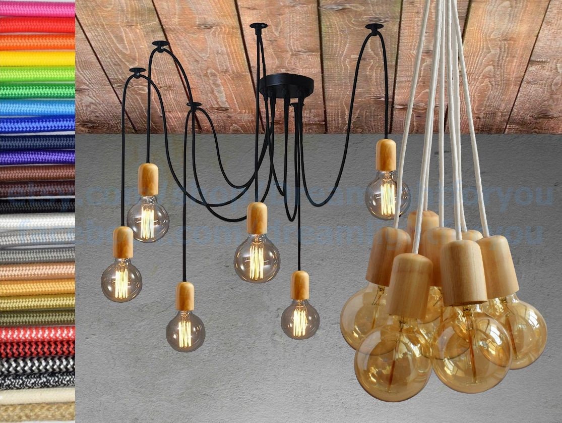 Wooden Chandelier 3-15 Bespoke Cluster Light Etsy