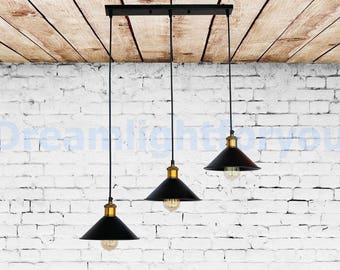 3 luces en una barra Plancha Colgante Lámpara Iluminación industrial Luz colgante Iluminación colgante Iluminación moderna Dinin g luz de la habitación