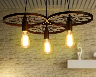 3 wheels Pendant light Industrial lighting for Bar Farmhouse chandelier rustic lighting Pendant lighting Retro Light fixture Bar light