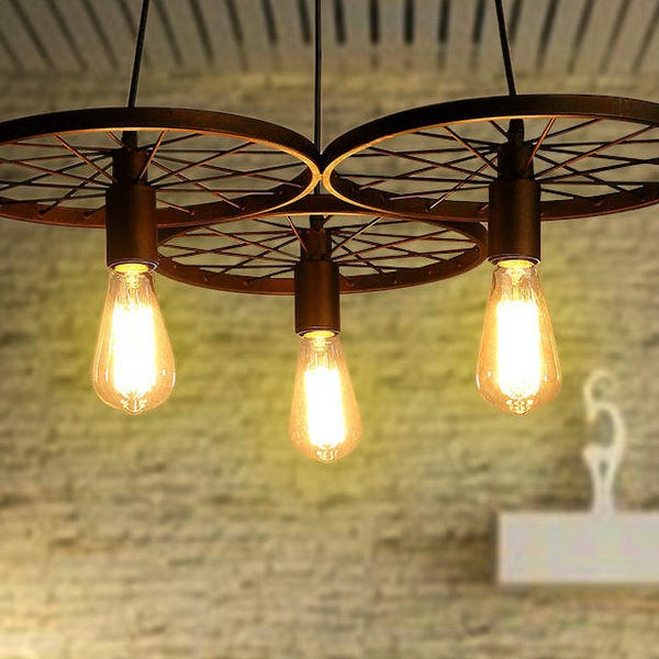 3 wheels Pendant light Industrial lighting for Bar Farmhouse chandelier rustic lighting Pendant lighting Retro Light fixture Bar light