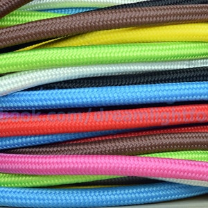 Câble textile 1-50 mètres 3-166 pieds Fil recouvert de tissu Cordon en tissu de rayonne Cordon en tissu Fil recouvert de tissu 2 x 0,5 20/2 AWG Câble d'éclairage image 3
