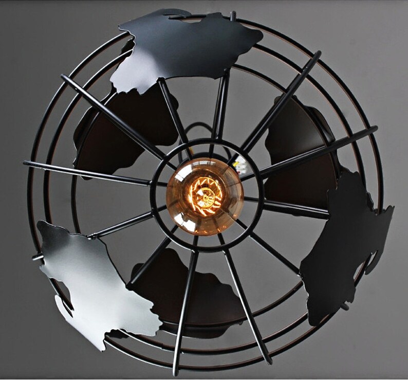 Iron Cage Globe Pendant Light Fixture Modern Lighting Etsy