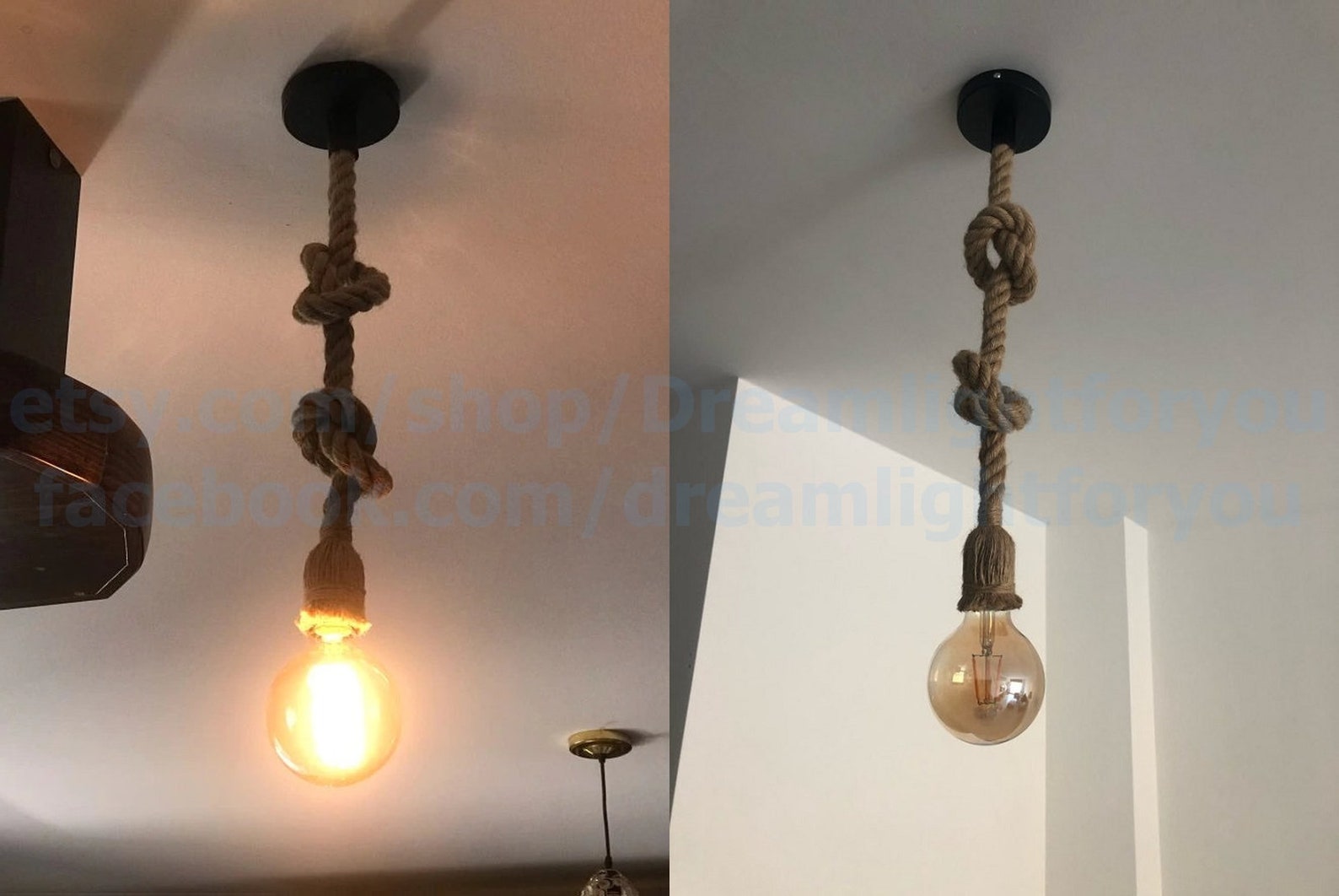 Jute Rope Pendant Light Manila Rope Lamp Hemp Rope Light Etsy