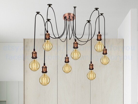 Copper Spider Chandelier 3 15 Pendant Light Industrial Hong Kong Copper Spider Chandelier 3 15 Pendant, Black Spider Light Fixtures Taiwan